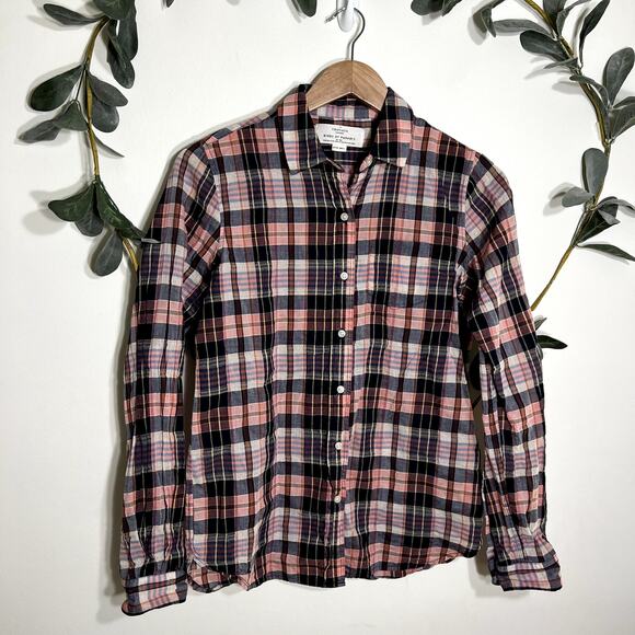 Anthropologie Birds of Paradis Plaid Button Up - Picture 1 of 5
